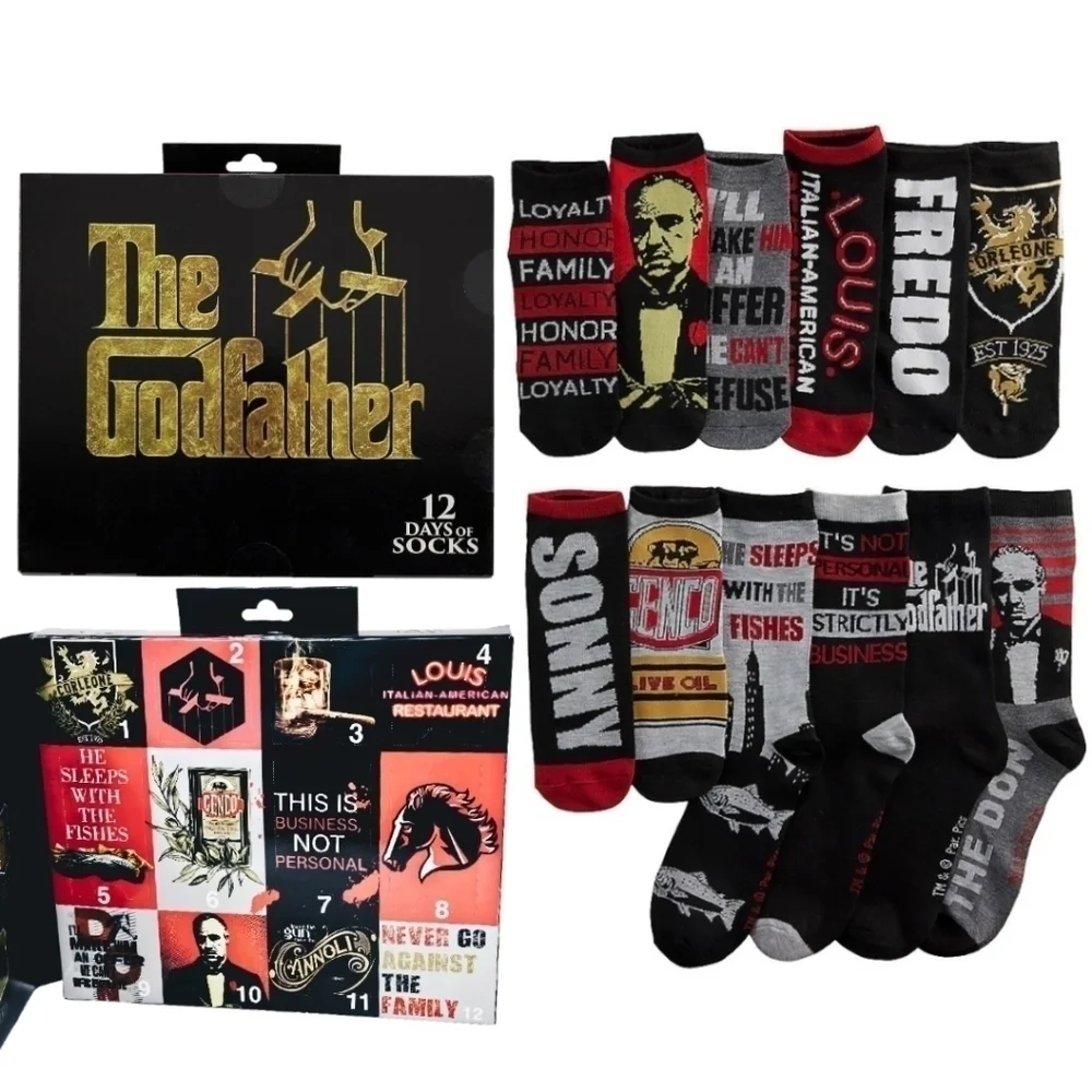 New! The Godfather Men's 12 Days of Socks Crew Socks Gift Pack